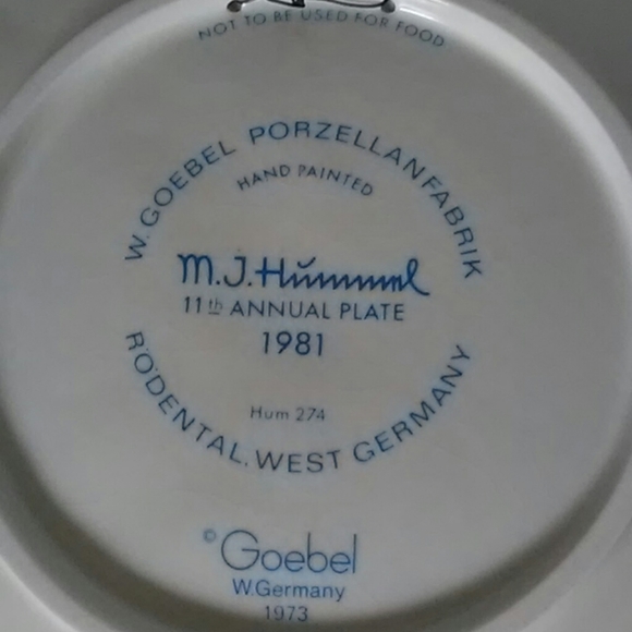 M.J. HUMMEL | 1981 11th Annual Plate 274 - Picture 3 of 4